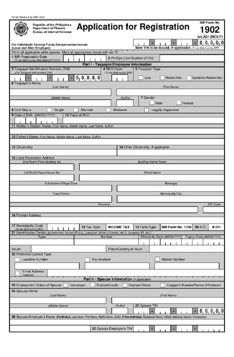 BIR Form No. Republic of the Philippines Department of Finance .